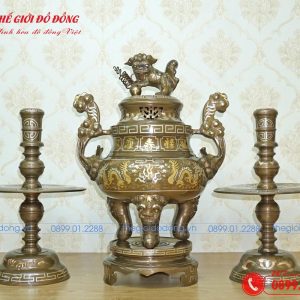 bộ tam sự nến hạo tiết rồng đồng đỏ kham tam khí cao 60cm-01