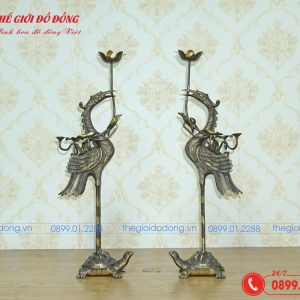 đôi hạc thờ cúng màu xanh cạo cao 60cm - 01