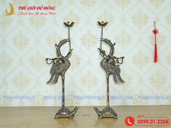 đôi hạc thờ cúng màu xanh cạo cao 60cm - 01