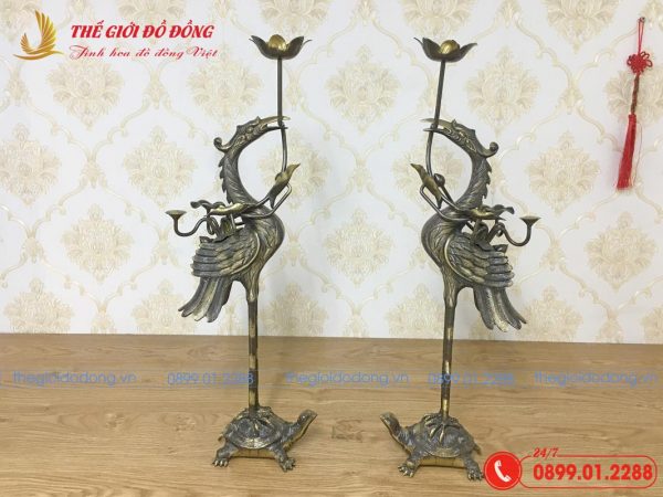 đôi hạc thờ cúng màu xanh cạo cao 60cm - 02