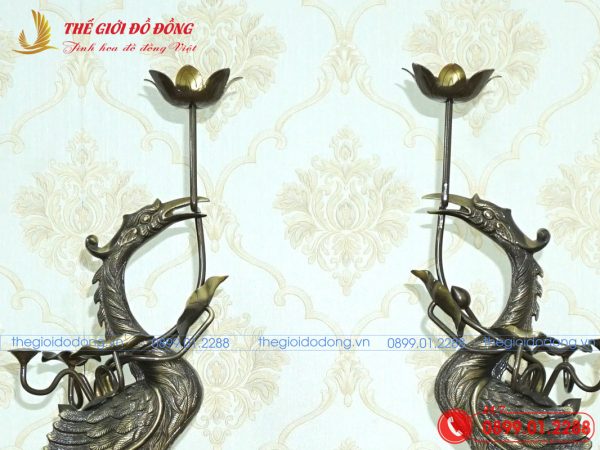 đôi hạc thờ cúng màu xanh cạo cao 60cm - 04