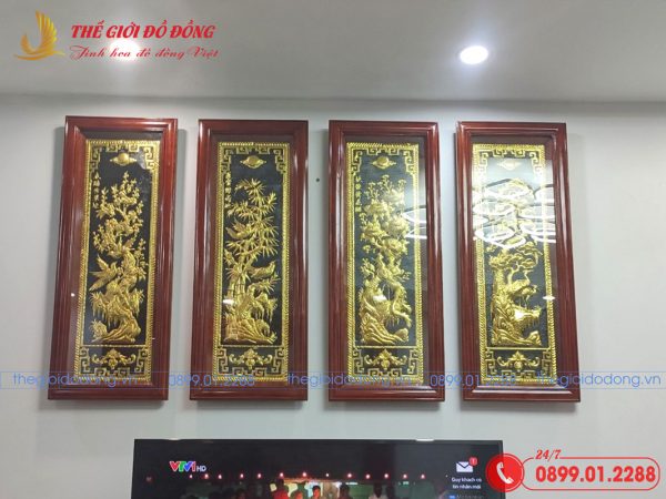 tranh tứ quý dát vàng - 04