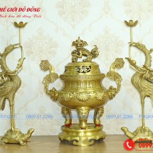 bộ tam sự hạc đỉnh sòi cao 40cm - 01