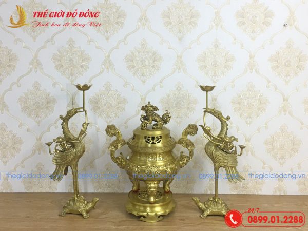 bộ tam sự hạc đỉnh sòi cao 40cm - 02