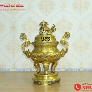 đỉnh dơi đào màu vàng đậm cao 40cm - 01