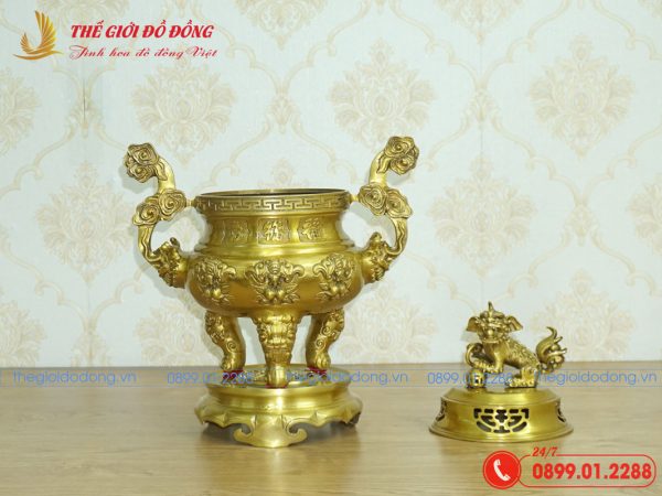 đỉnh dơi đào màu vàng đậm cao 40cm - 02