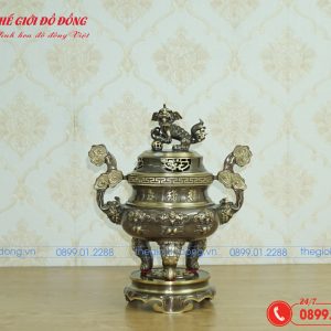 đỉnh dơi đào màu xanh cạo cao 40cm - 01