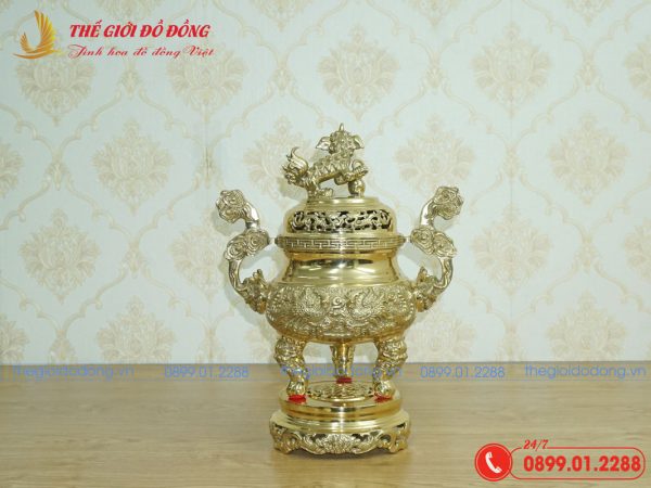 đỉnh rồng màu vàng bóng cao 40cm - 04